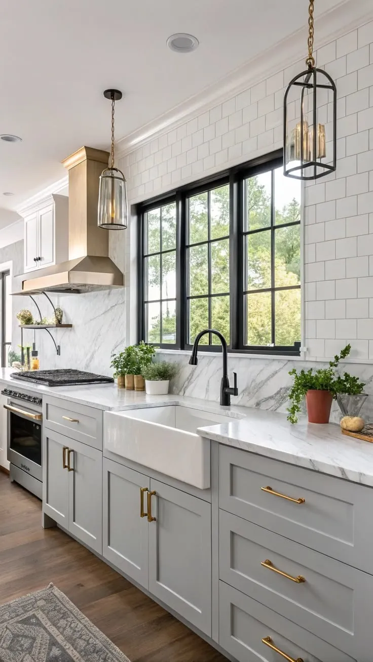 This contains: 22 Gorgeous Gold Kitchen Hardware Designs
