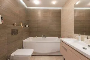 Bathroom with high-tech toilet features