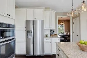 Kitchen with French open doors