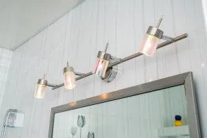 Bathroom with unique lighting