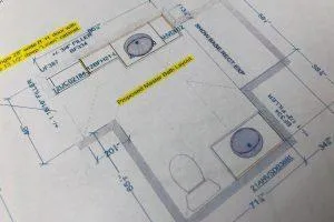 Photo of a bathroom blueprint